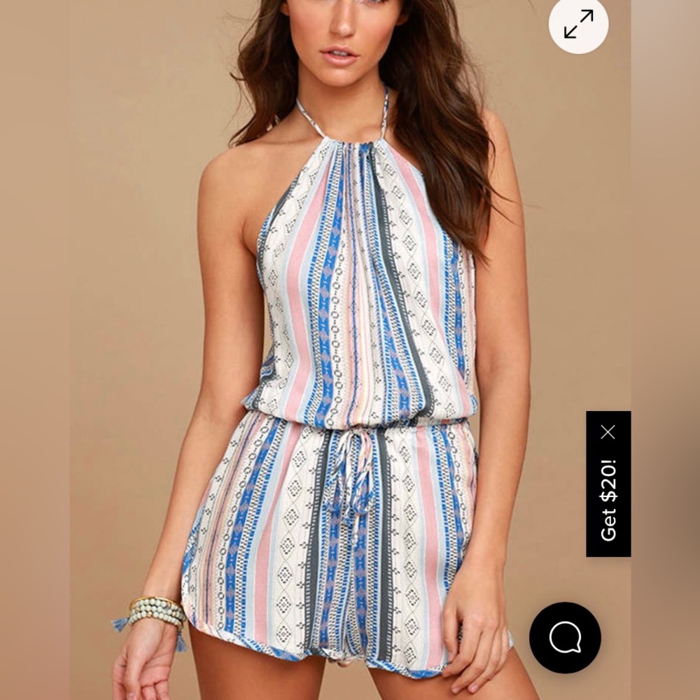 Lulus Southwest Blue Halter Romper